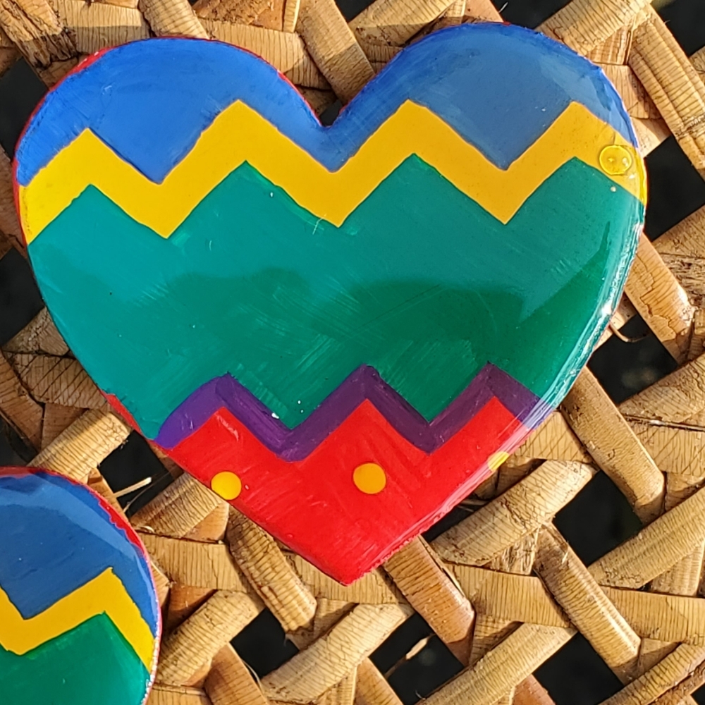 Vintage multi color heart clip earrings